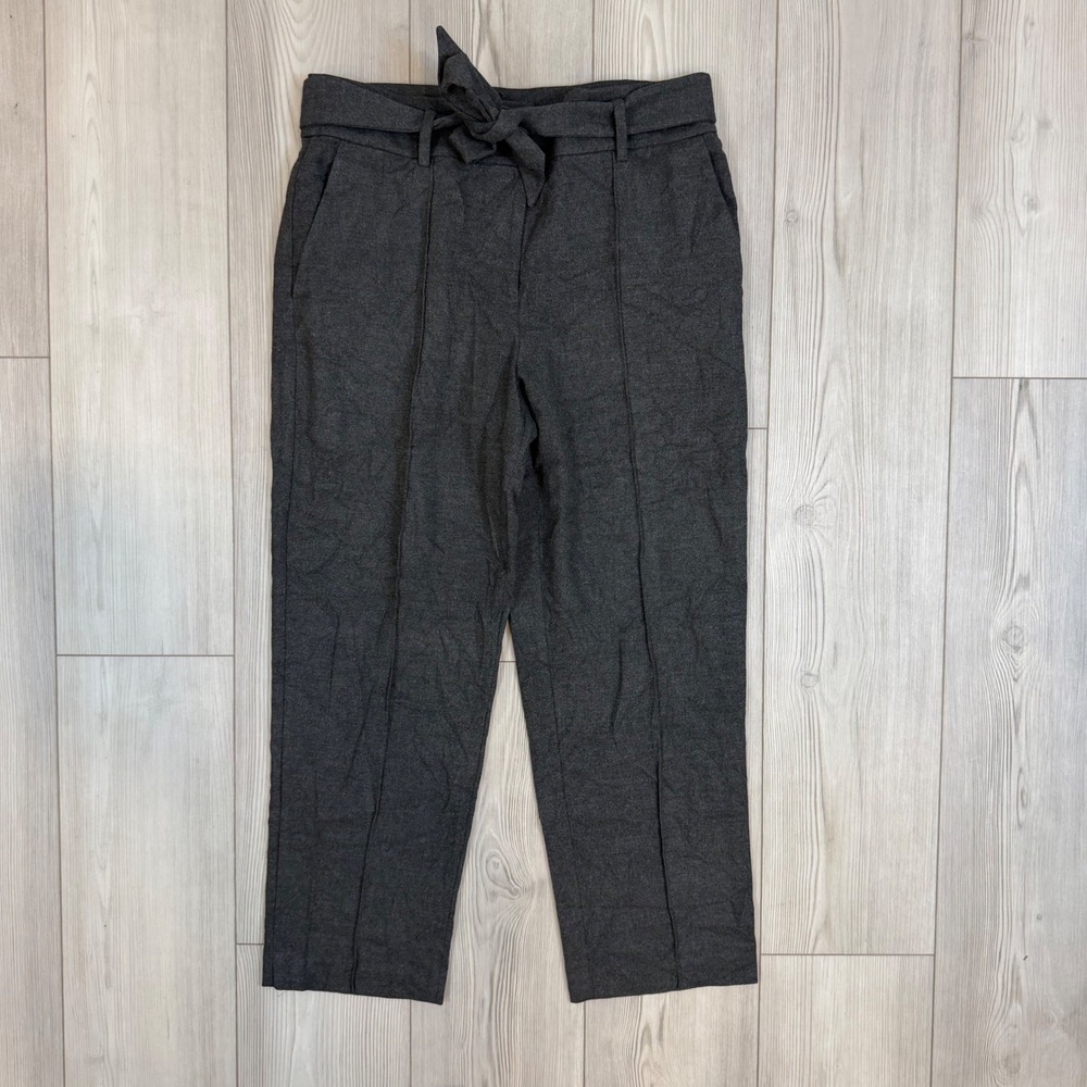 LOFT Womens Gray Tapered Tie Waist Trousers Pants 10 579262 Career